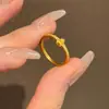 Loja de Ouro Mesmo Estilo Novo Estilo Chinês Anel de Abóbora Dourado Escovado com Pequena Abóbora de Ouro Exquisita e Anel de Diamante para Mulheres