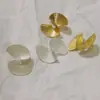 "Folder Origami" Brincos Geométricos em Arco Dourado e Prata Estilo Francês Original Design Geométrico Minimalista com Diamantes