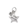 Plata de Ley S925 Colgante de Letra Estrella de Cinco Puntas Cuerda de Hilo con Cuentas Hecha a Mano DIY Accesorios de Plata Pulsera Pulsera Colgante de Estrella