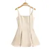 Estilo Deseo Puro Falda Corta Larga Línea A Primavera y Verano Cuello Cuadrado Cintura Alta Adelgazante Elegante Cintura Elástica Falda Negra Pequeña Falda de Malla