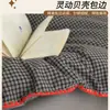 Conjunto de Cama de Algodão Puro Xadrez Casual Quatro Peças 100% Algodão Cobertura de Colcha para Dormitório Estudantil Conjunto de Três Peças para Todas as Estações 4