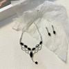 Aretes de borla en forma de V de diamante, collar, traje, estilo europeo y americano de lujo ligero, cadena para clavícula, joyería de moda para mujer