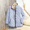 Sudadera de Algodón con Pliegues y Cuello Alto para Mujer 2025 Otoño e Invierno Rayada Sudadera para Mujer de 6 Botones