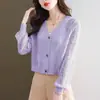 Cardigan de Tricô Vazado Transfronteiriço para o Verão, Design Fino Curto Bordado para Mulheres Baixas, Xale Elegante para Proteção Solar