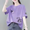 Ropa de maternidad de comercio exterior transfronterizo, camiseta de manga corta de sobreproducción para mujer, corte holgado, talla grande, adelgazante, que disimula el abdomen, top moderno estilo coreano