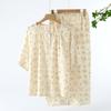 Pijama de Verano para Mujer, Doble Capa de Crepé de Algodón Puro, Cuello Redondo, Mangas Cortas, Pantalones Cortos, Ropa de Casa, Corte Holgado, Conjunto Talla Plus