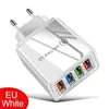 Cargador de Teléfono Móvil Luminous 4 USB 3A Cabezal de Carga Colorido Luz LED Estándar Europeo y Americano Tablet Transfronterizo