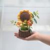 127 Plantas en maceta tejidas a mano, decoración del hogar, flores artificiales de punto, flores de girasol tejidas a ganchillo de lana, regalo de mano