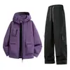 Conjunto funcional de dos piezas para pareja estilo montaña para exteriores, a prueba de viento e impermeable, unisex, para otoño e invierno
