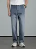 Jeans de lino para primavera y verano para hombre, talla grande, de cintura alta, corte holgado, pierna recta, pantalones largos sencillos y elegantes, venta al por mayor de fábrica