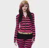 Ropa para Mujer INS Transfronteriza Otoño Invierno Retro Sublenguaje Sudadera con Capucha a Rayas Sudadera Corta Cintura Baja Pantalones de Chándal Ligeramente Acampanados Conjunto