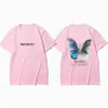 Camiseta de Manga Corta para Hombre de Primavera y Verano Estilo Europeo y Americano ins High Street Hip-hop Holgada Estampado de Mariposas Camiseta para Parejas