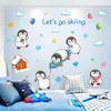 Pegatinas Creativas de Pingüinos de Dibujos Animados Pegatinas Decorativas Habitación Infantil Fondo de Mesita de Noche Papel Tapiz Decorativo Pegatinas de Pared Autoadhesivas