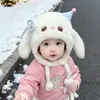 Conjunto de gorro y bufanda para bebé, cálido y grueso para otoño e invierno, con protección para las orejas, gorro de felpa lindo y elegante a prueba de viento para niñas y niños
