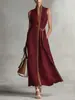 2026 Comercio Exterior Transfronterizo Sitio Independiente de Ropa para Mujer Amazon Vestido sin Mangas con Bloques de Color Cuello Alto de Algodón y Lino