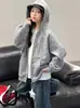 Casaco Infantil Primavera e Outono 2026 Novo Estiloso Menina Crianças Médias e Grandes Cardigan Roupas Moletom com Capuz Roupas de Outono Top