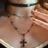 Estilo Oscuro Original Serie de Uso Apilado Hebilla de Cinturón Gargantilla Apilada Pistola Negra Cruz Larga Collar Sentido Avanzado