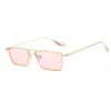 Moda Coreana Retro Metal Verde Claro Gafas de Sol de Caja Pequeña para Mujer Tiktok Celebridad de Internet Mismo Estilo Gafas de Sol para Hombre Modernas