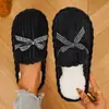 Pantuflas de Felpa de Algodón Simples Transfronterizas, Pantuflas de Invierno Cálidas con Forro de Felpa y Lazo, Pantuflas Ligeras Silenciosas para el Suelo para Uso en el Hogar