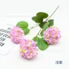 Hortensia de copo de nieve de 3 cabezas, rama única, flor artificial, adorno para sala de estar, arco de centro comercial, flor artificial de plomo para boda, flor de seda