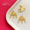 Colgante de Latón Chapado en Oro con Patrón de Nube Ruyi Símbolo de Fortuna Candado de Paz Campana Hueco Estilo Chino Accesorio para Joyería DIY Charm