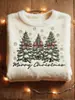 Sudadera de Manga Larga con Cuello Redondo, Corte Ajustado, Estampado Digital con Elementos Navideños Transfronterizos, 250g Franela, Nuevo 2025