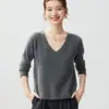 Suéter de Cachemira con Cuello en V de Estilo Sencillo para Mujer Moda Otoño/Invierno Suéter de Punto Pulóver Holgado Capa Base Suéter Ropa Interior Top