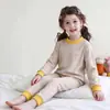 Ropa de otoño para niños y pantalones niños y niñas bebé otoño e invierno lana seda cálida capa base bloque de color conjunto de ropa interior tendencia