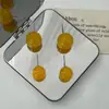 Aretes de Ágata Amarilla de Plata Esterlina S925, Simples y Versátiles Ins Elegantes, Estilo de Diseño Nicho de Alta Gama