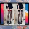 Medias Sexy Negras con Borde Rojo Red Ins Medias Sexy Negras Delgadas de Muslo Pura Pasión Calcetines Largos Hasta la Rodilla