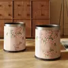 Cubo de Basura de Cuero Alto Valor Estético Hogareño Sala de Estar Lujo Ligero Gama Alta Estilo Americano Estilo Antiguo de Mediana Edad Cubo Sanitario Basura Grande para Dormitorio
