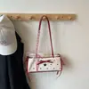 Bolsa de Ombro de Luxo para Mulheres com Laço, Nova Bolsa Baguete Estampada, Moderna, Fresca e Doce
