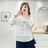 Special2026 Tallas Grandes para Mujer Otoño Nueva Moda Elegante Chaleco de Encaje con Estampado de Letras, Falso Dos Piezas 0839
