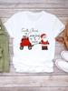Camiseta Árvore de Natal Feliz Ano Novo Roupa Sapato com Carta Adorável