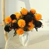 Ramos de crisantemos artificiales negros y naranjas para Halloween transfronterizos, decoraciones de mesa para el hogar del Día de Muertos, decoración de escenas de fiesta, flores artificiales
