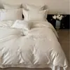 Conjunto de Roupa de Cama Retro Estilo Francês Algodão Puro Quatro Peças Lençol de Algodão de Fibra Longa Conjunto de Três Peças Estilo Luxo Leve Toque de Alto Padrão Bordado Roupa de Cama