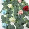 Amazon Hoja Verde Hoja Redonda Eucalipto Hoja de Sauce Enredadera Hiedra Flor Decorativa Transfronterizo Comercio Exterior Flor Artificial