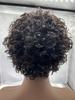 Peluca de cabello real, cabello corto y rizado, con encaje frontal 4x4, cobertura total de la cabeza.