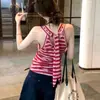 Camisola de Tirantes Rayada en Color de Contraste para Mujer Verano 2025 Nuevo Diseño Sexy Ajustada Corta Superior Exterior
