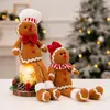 Mingguan Artigos de Decoração de Natal Tecido Homem de Gengibre Boneca Sentada de Pernas Longas Decoração de Mesa para Festa de Feriado