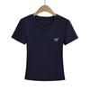 Camiseta de Manga Corta con Bordado de Lazo Estilo Retro Americano para Mujer 2024 Verano Nueva Ajustada