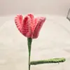 Ramo de Tulipán Abierto de Lana al por Mayor Cruzado Flor Artificial Flor de Lana de Tulipán Abierto Tejida a Mano