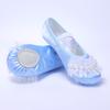 Zapatos de Baile Temperamento para Niños Satén Perla Encaje Zapatos de Baile de Práctica para Niñas Azul Bebé Ballet Suela Suave 8061