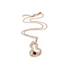 Collar con Colgante de Piedra Ojo de Tigre, Circonita, Perla y Calabaza Hueca, Cadena Larga Vintage para Suéter, Accesorio de Cuello Versátil de Otoño e Invierno para Mujeres