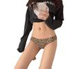 Impresionante estampado de leopardo Europeo y Americano Chica Leopardo Picante Cinturón Delgado Ropa Interior Femenina Encaje Cintura Baja Malla Hueca Transpirable Bragas Femeninas
