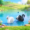 Microadornos paisajísticos DIY decoración carnosa 2 pares de adornos de animales cisne blanco y negro bonsái creativos adornos pequeños de plástico