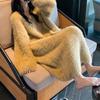 Vestido Suéter Suave Tipo Cera Estilo Celebridad Transfronterizo 2025 para Mujer Otoño e Invierno Nuevo Vestido Largo de Punto con Cuello en V de Terciopelo Imitación de Visón