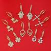 Pendientes de Moda para Mujer con Hebilla de Oreja de Cruz de Palma de Circonita Incrustada de Micro Cruz Transfronterizos Explosivos Exquisitos de Lujo Ligero de Diseño de Nicho Atmosférico