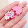 Accesorios para joyería DIY de resina: Pastel de pitahaya rojo rosa, colgante arcoíris, aretes hechos a mano, llavero, adorno colgante