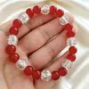Pulsera Flor Explosión de Cristal Pulsera de Abalorios de Círculo Único Ágata Anti-Esmeralda Obsidiana Roja Joyería Artículo Caliente de Transmisión en Vivo Transfronteriza